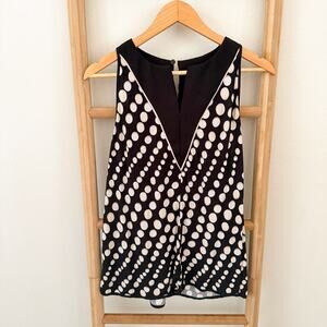Animale Brazil Black White Polka Dot Sleeveless V-Neck Blouse Top 40 (US Medium)